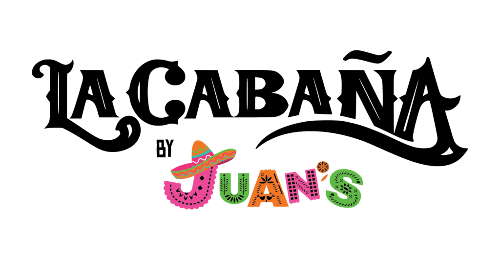 Juan's Authentic Mexican Restaurant Mississippi - Logo reading La Cabaña by Juan’s in stylized black text; Juan’s is colorful with a decorative sombrero over the J, capturing the vibrant spirit of a top Mexican restaurant Long Beach MS.
