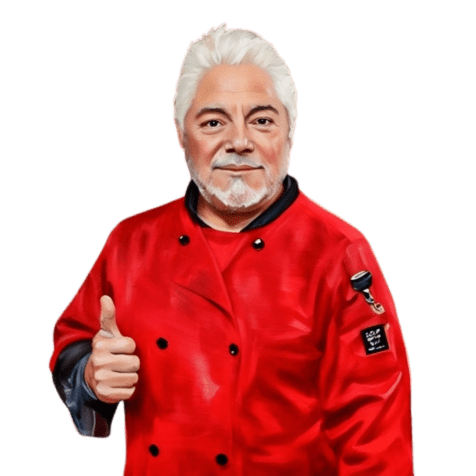 Juan's Authentic Mexican Restaurant Mississippi - A man with white hair and a beard wearing a red chef’s coat gives a thumbs up and smiles confidently at the camera, proud to represent the best tacos near me on the Gulf Coast MS.
